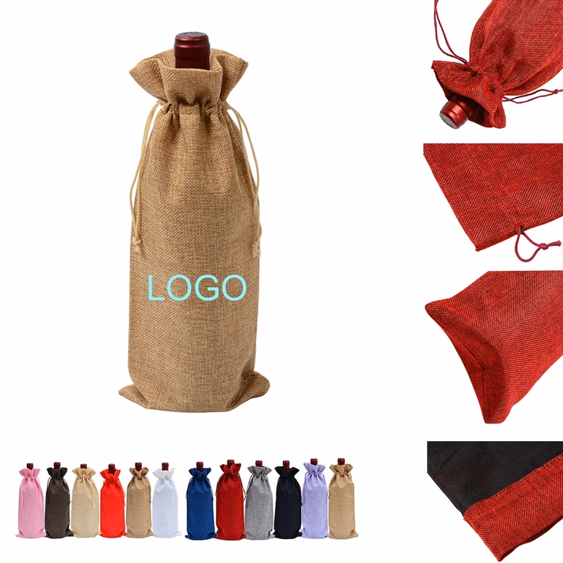 Burlap Wine Gift Bags With Drawstrings