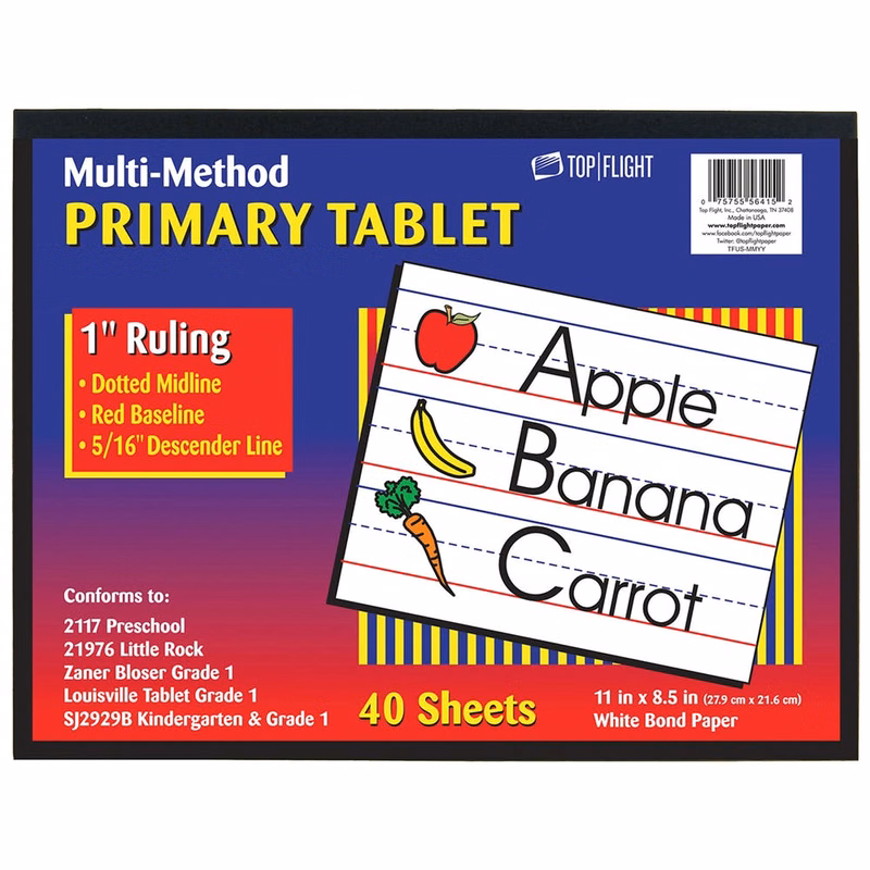Multi-Method 1" Ruled Primary Tablet - 40 Sheets