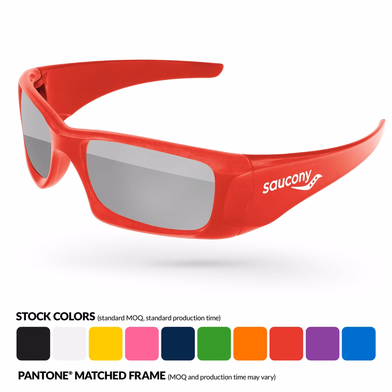 Wrap Mirror Sunglasses w/1 Color Temple Imprint