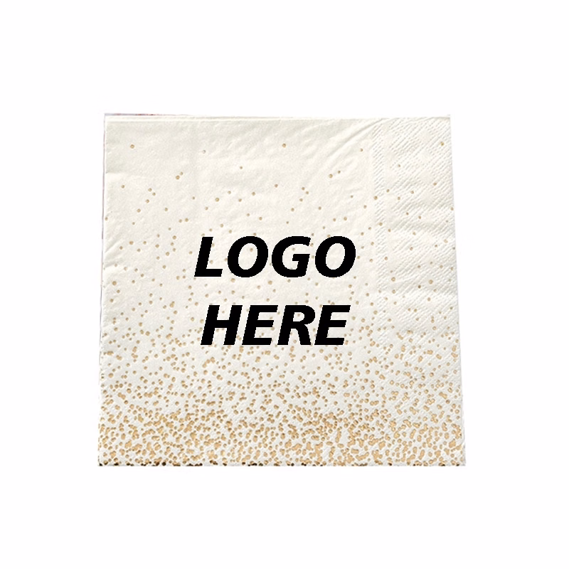 Custom Gold Dot Confetti Paper Napkins