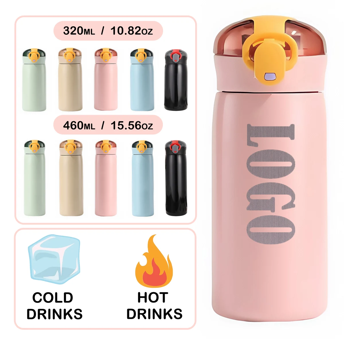 11oz Custom Logo Stainless Tumbler with Collapsible Straw & Anti-Slip Base 1