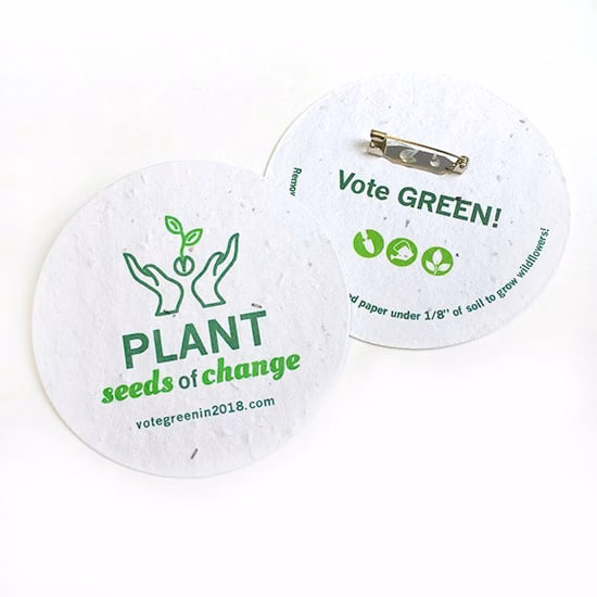 Double-Sided 3" Circle Seed Paper Button Badges