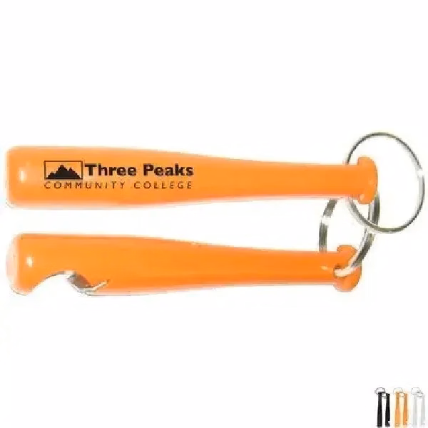 Custom Metal Baseball Bat Bottle Opener with Key Holder — Sports Team Promo