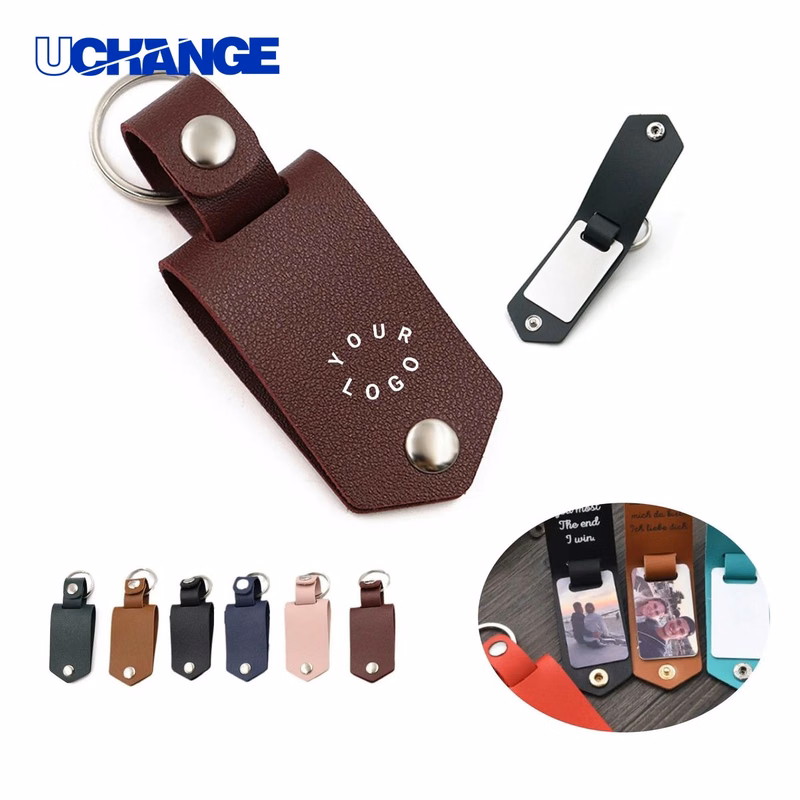 Water Resistant PU Leather Photo Keychain Accessory for Travel