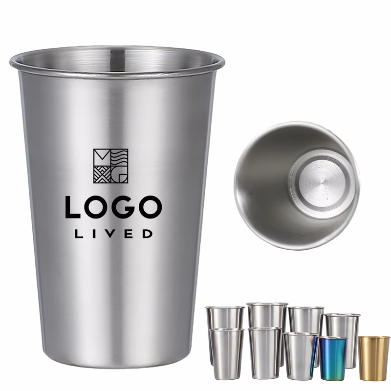 16 Oz Single Wall Portable Stainless Steel Beer Pint Cup
