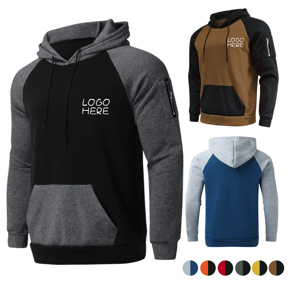 Men Long Sleeve Hooded Sweatshirt, custom hoodie or sweatshirt with logo imprint 1