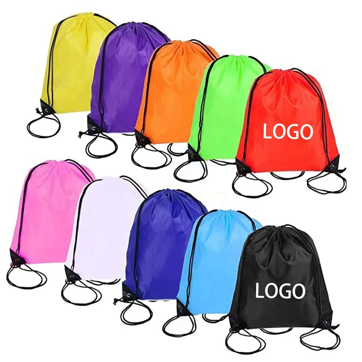MOQ 20PCS Full Color Nylon Cinch Gym Drawstring Bag Backpack 1