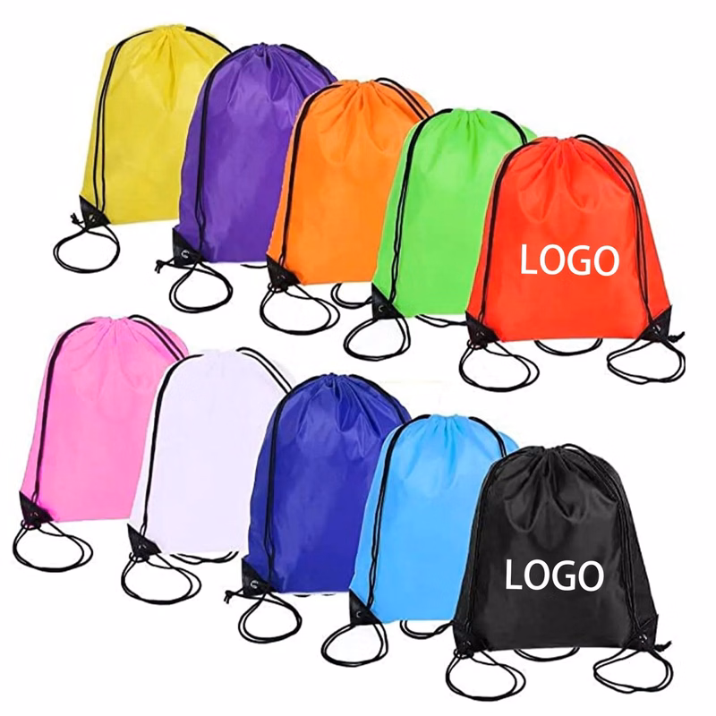 MOQ 20PCS Full Color Nylon Cinch Gym Drawstring Bag Backpack