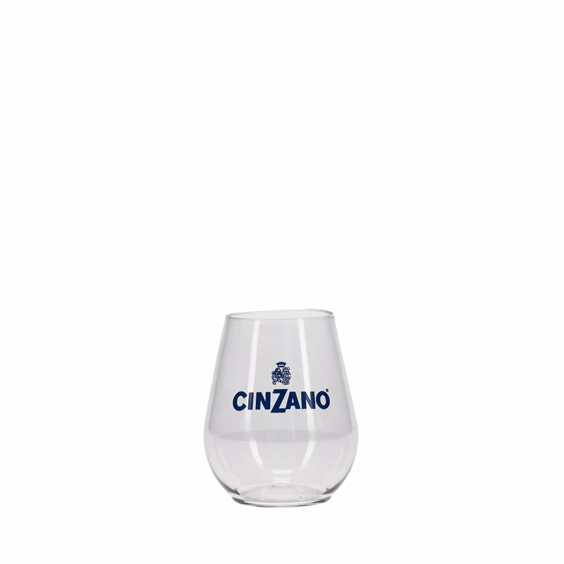 4 oz Plastic Stemless Glass Clear Tradition Print