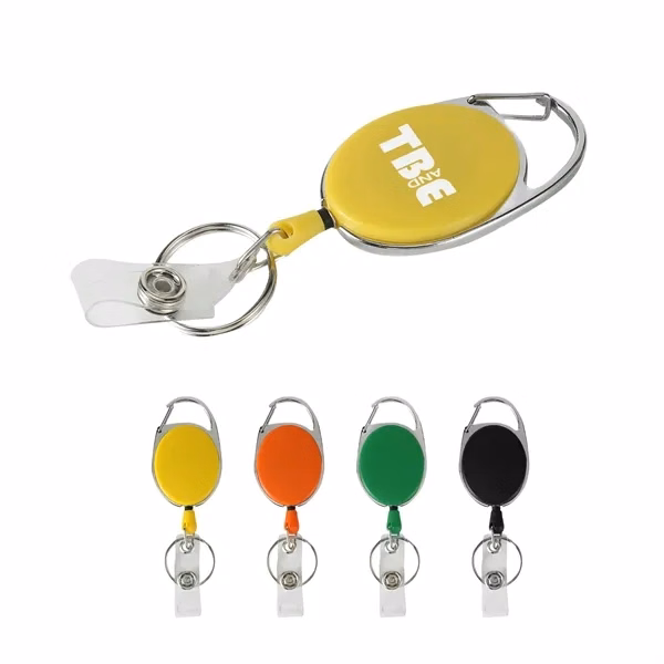 Custom Oval Metal Reel Badge Holder with Alligator Clip — Retractable ID Organizer