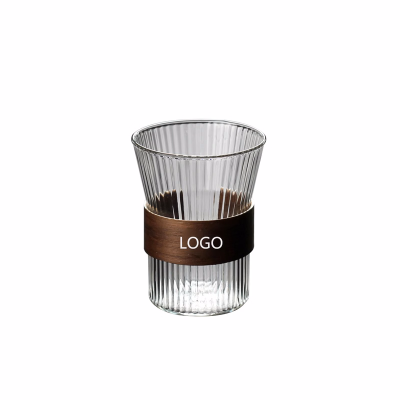 Glass cup with insulated wood ferrule