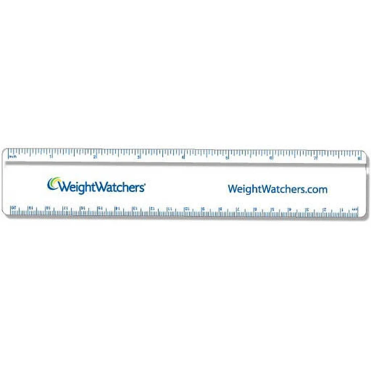 .020 Clear Plastic Rulers 1.5"x8.25" Rectangle / Round Corner, Spot Colour 1