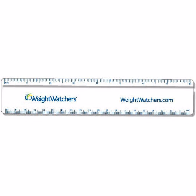 .020 Clear Plastic Rulers 1.5"x8.25" Rectangle / Round Corner, Spot Colour
