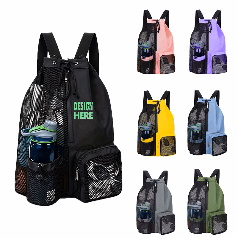 Spacious Mesh Drawstring Sack For Casual Outside Use