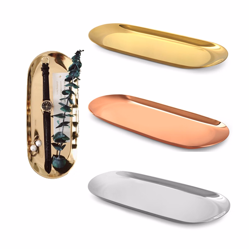 Nordic Style Metal Oval Tray for Storage