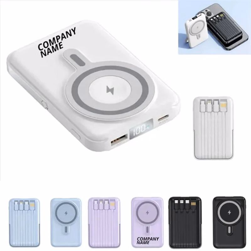 10000mAh Magnetic Power Bank with Built in Cables