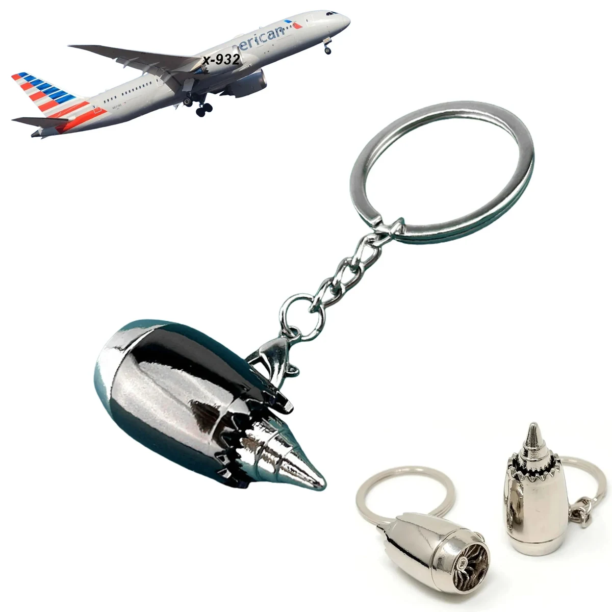 Metal Aircraft Engine Keychain 1