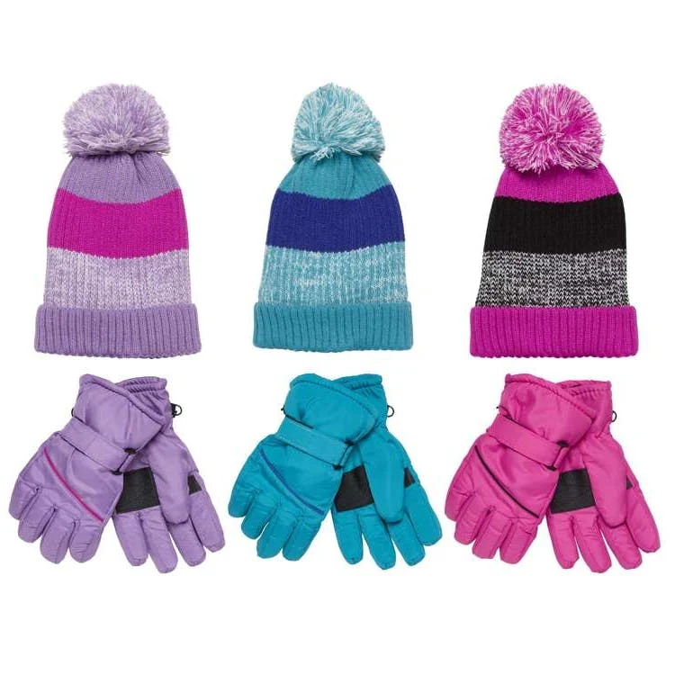 Girls Ski Gloves with Sherpa Lined Hats, custom youth shirt with logo imprint 1