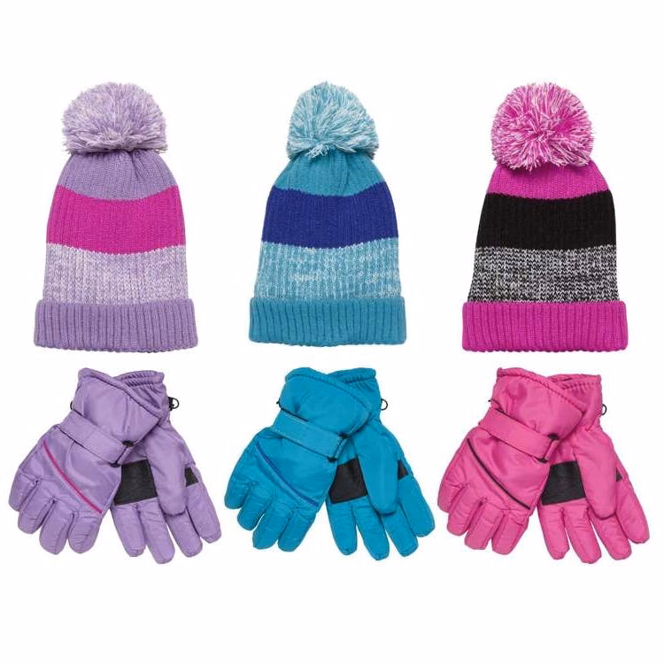 Girls Ski Gloves with Sherpa Lined Hats