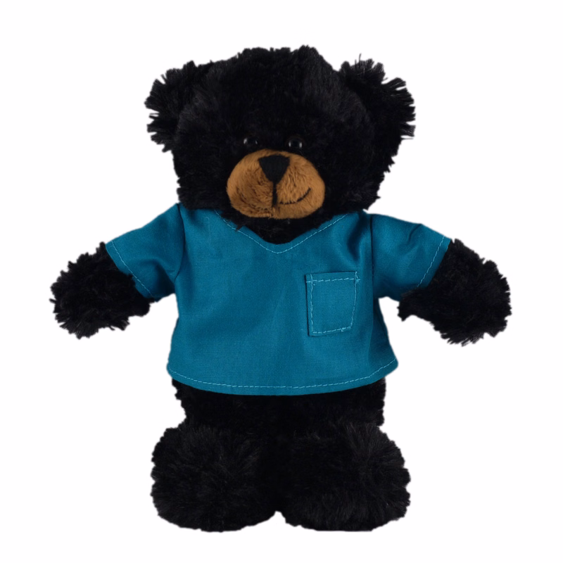 Soft Plush Stuffed Black Bear in scrub shirt