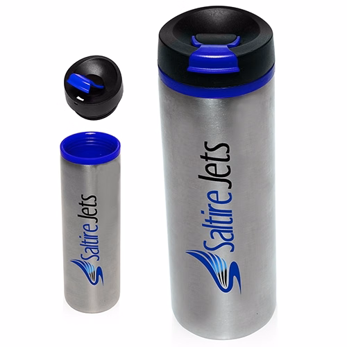 16 oz Stainless Steel Travel Mug w/ Colored Band