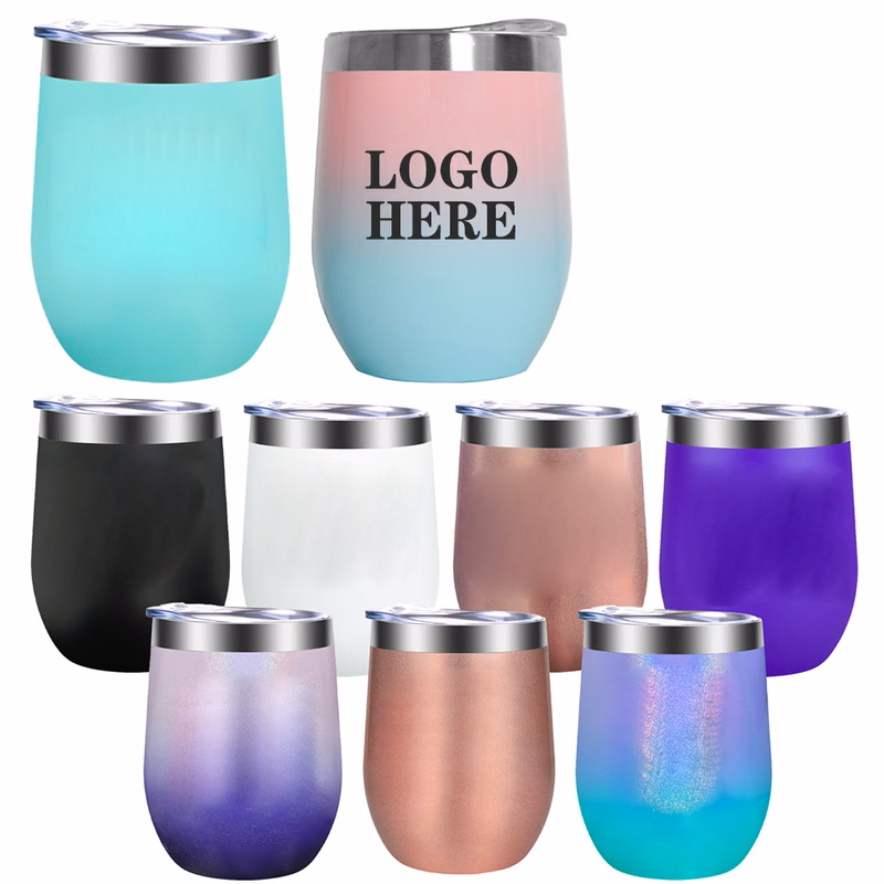 12 Oz. Stainless Steel Wine Glasses With Lid