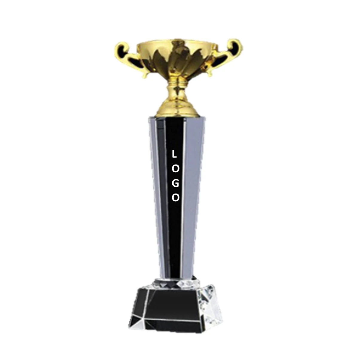 Gold-Plated Crystal Glass Award With Wooden Base 1