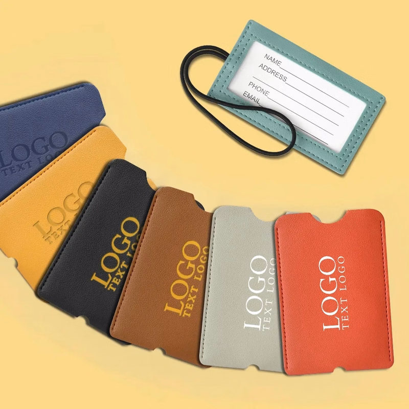 Vegan Leather Luggage Tag with Loop Strap