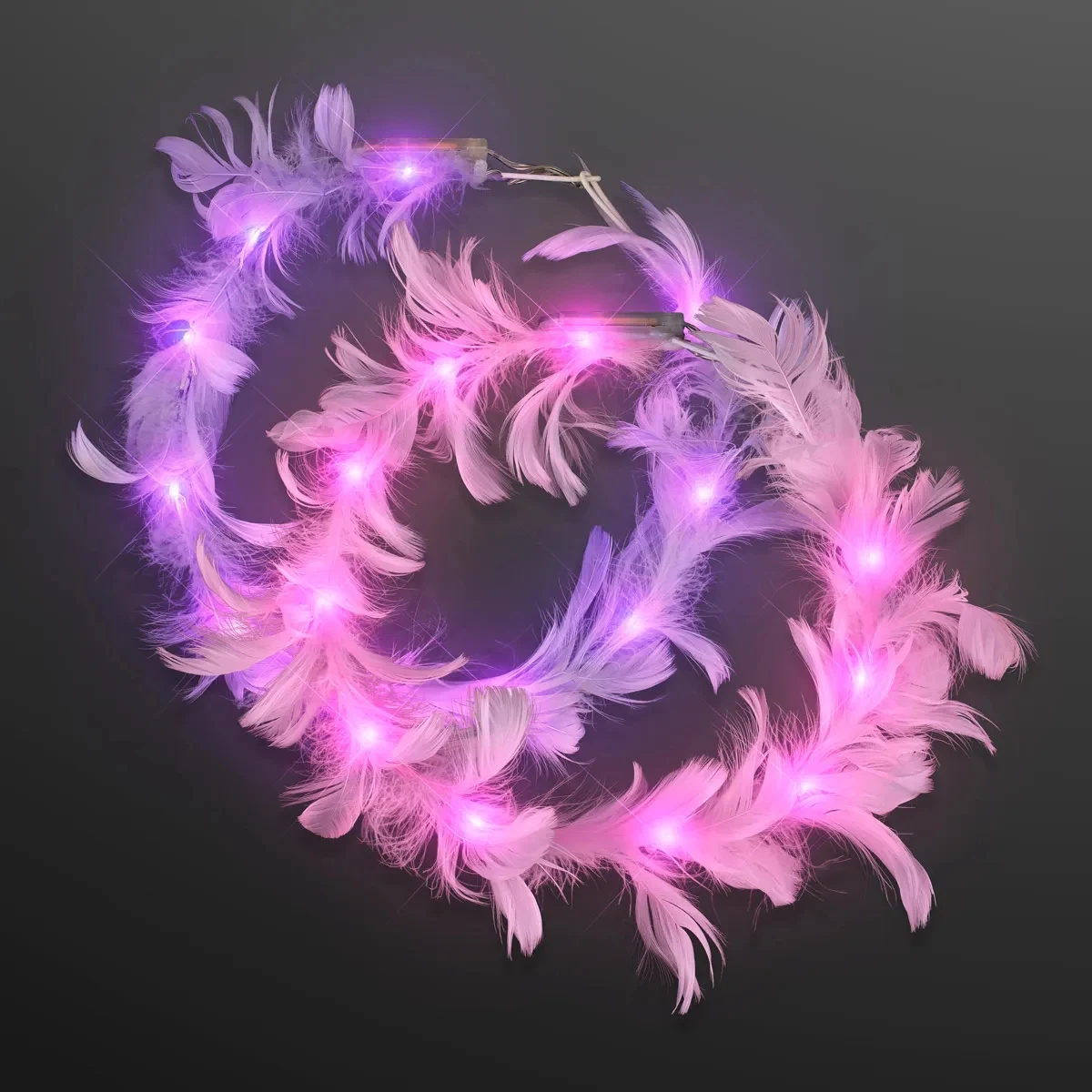 LED Feather Crown Headbands, Assorted Pink and Purple 1