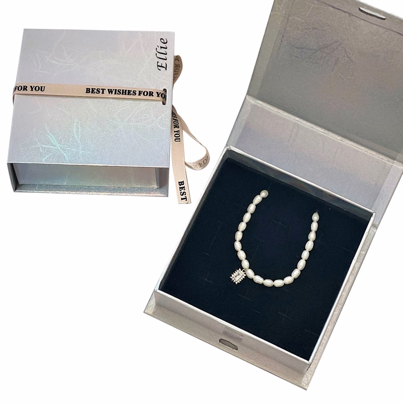Metallic Silver Jewelry Gift Box