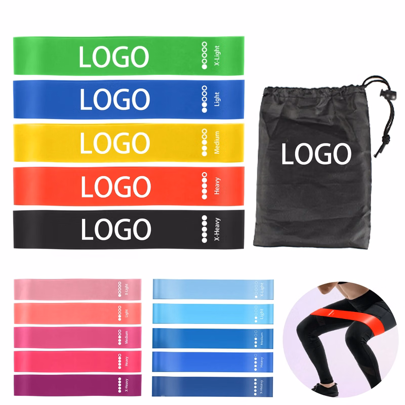 5 Pack TPE Resistance Loop Bands Set with Storage Pouch