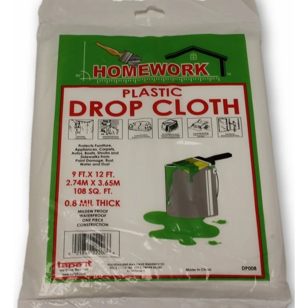 Plastic Drop Cloths - Clear 12' x 9', promotional household item with logo imprint 1