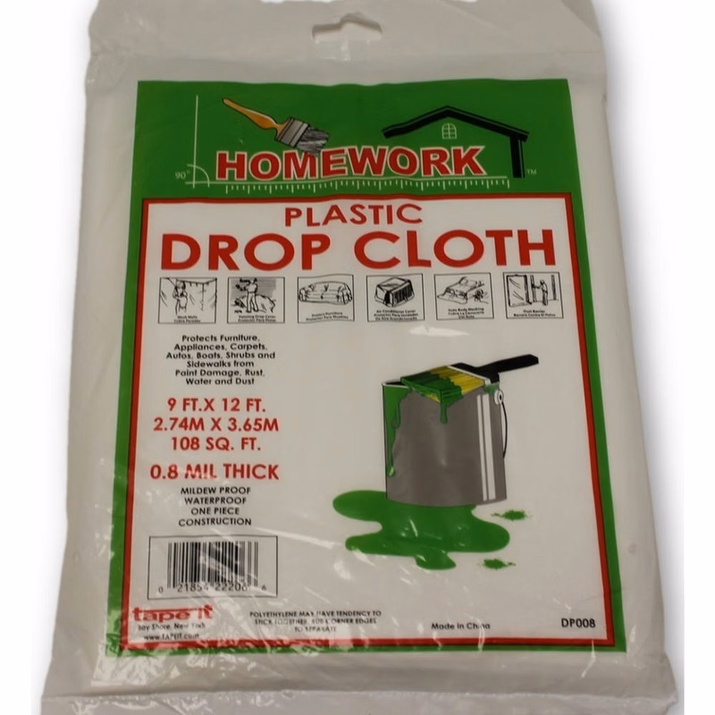 Plastic Drop Cloths - Clear 12' x 9'