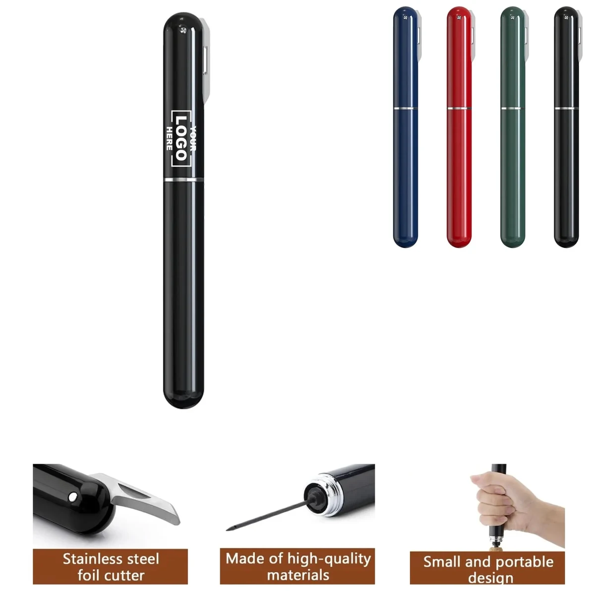 Pen Shaped Pneumatic Wine Opener With Foil Knife 1