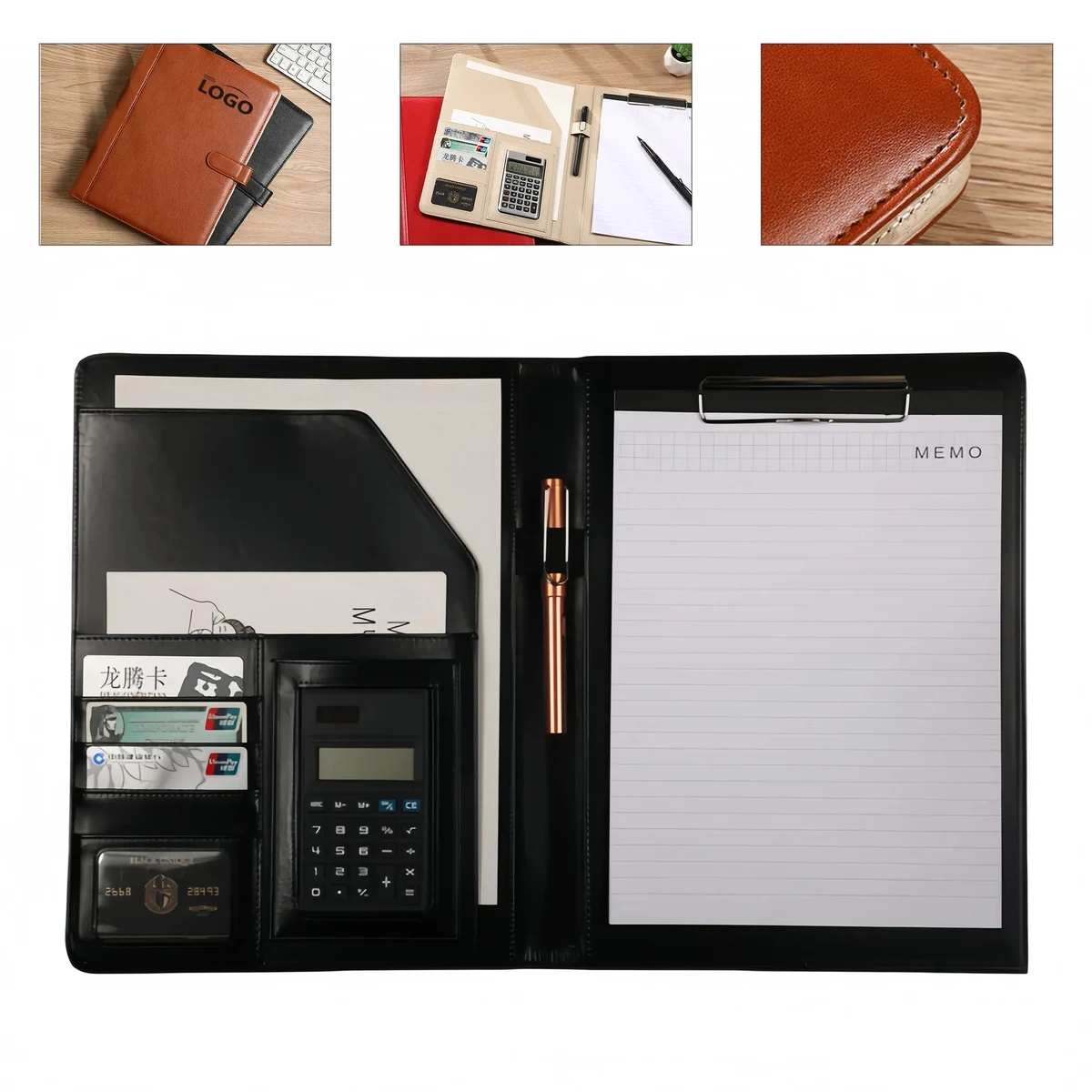 Leather A4 Multi Function Clipboard With Built In Computer 1