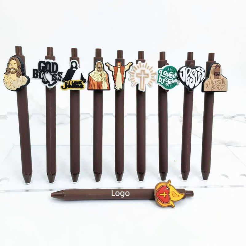 Christian Faith Themed Click PVC Patch Ballpoint Pen For Jesus Lover