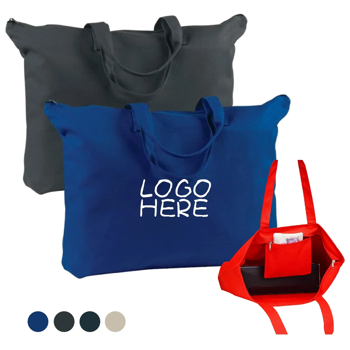 Canvas Zippered Tote, custom tote bag with logo imprint 1