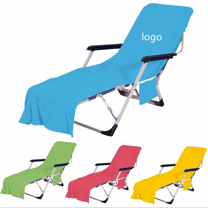 Beach Chair Towel Cover with Side Pockets