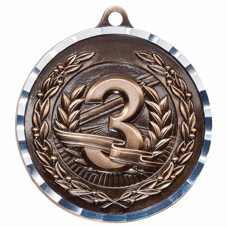 2" Bronze 3rd Diamond Cut Medal