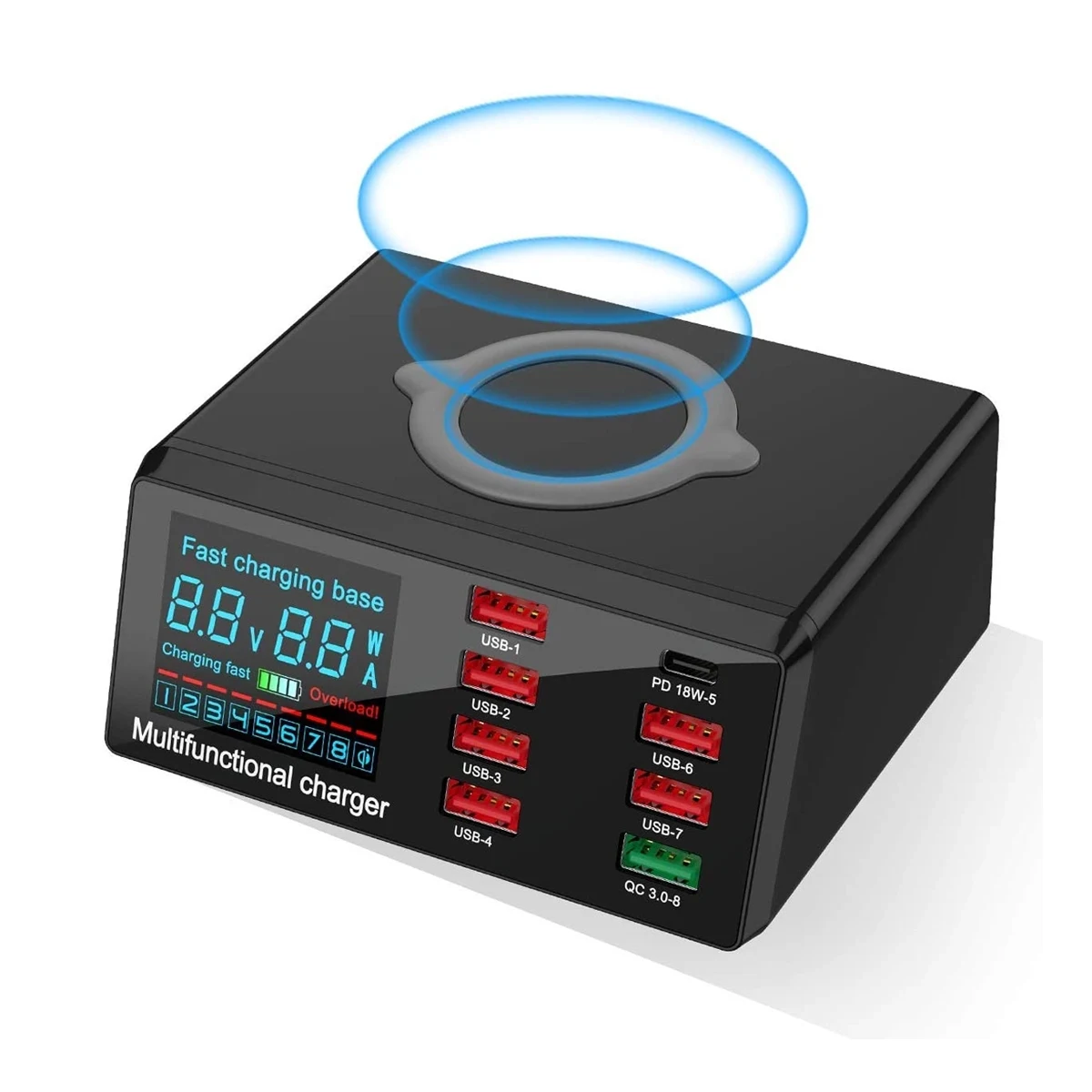 Qc 3.0 100W 8-Port Multi-Function Fast Wireless Charger 1