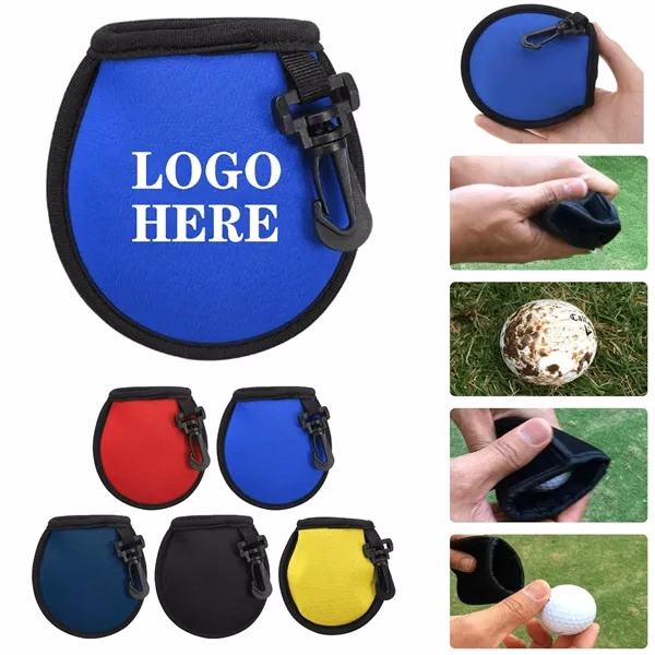 Custom Neoprene Golf Ball Washer Pouch with Clip — Portable Golf Accessory