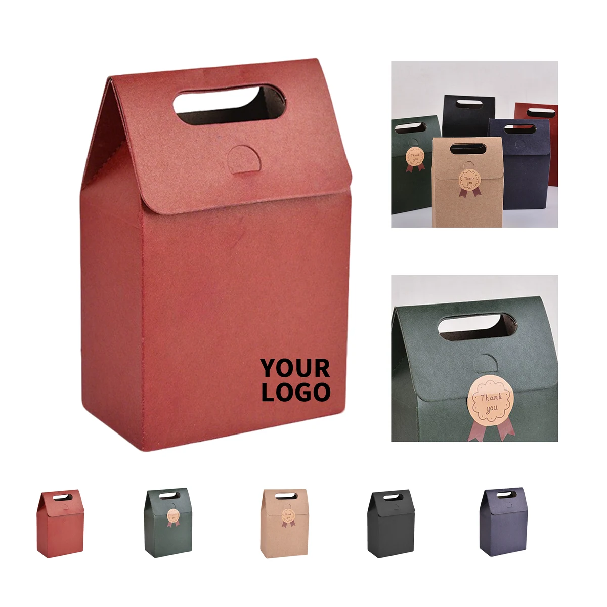 Kraft Paper Flap Gift Bag With Custom Sticker 1