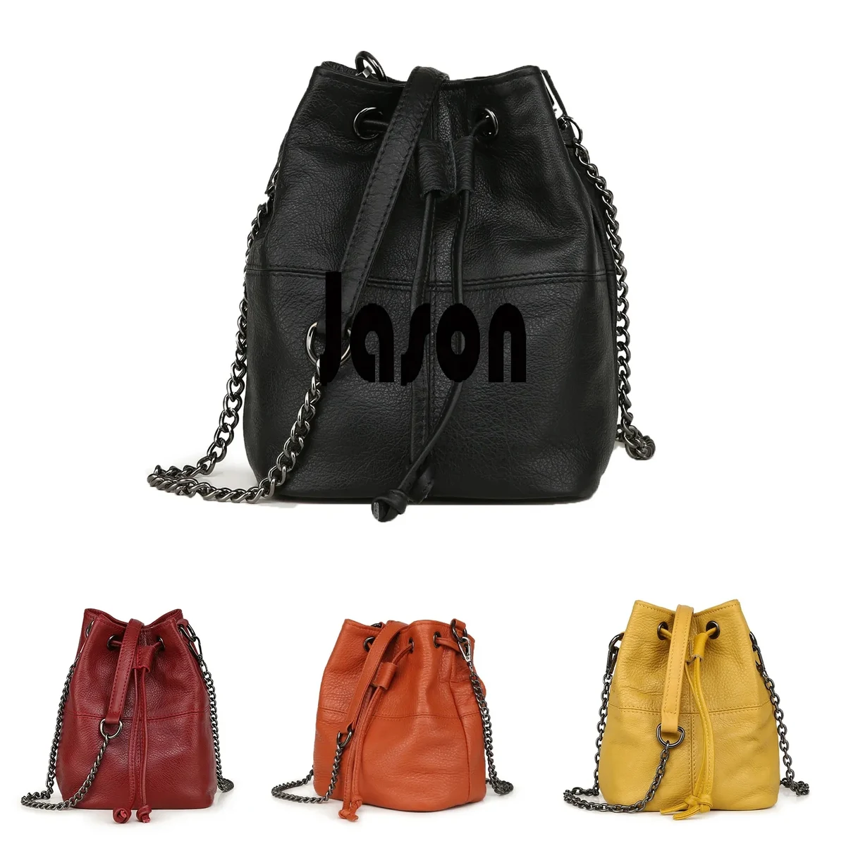 Genuine Leather Bucket Crossbody Bag 1