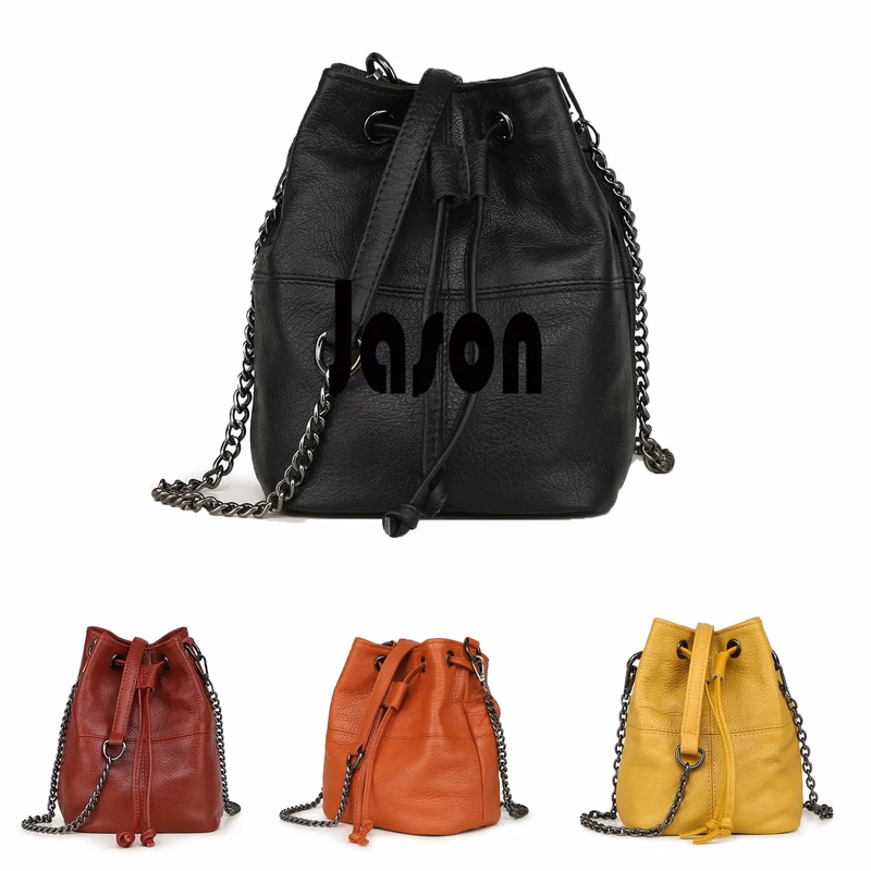 Genuine Leather Bucket Crossbody Bag