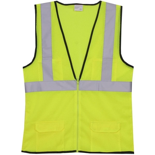 Polyester Yellow Mesh Zipper Safety Vest SV173 1