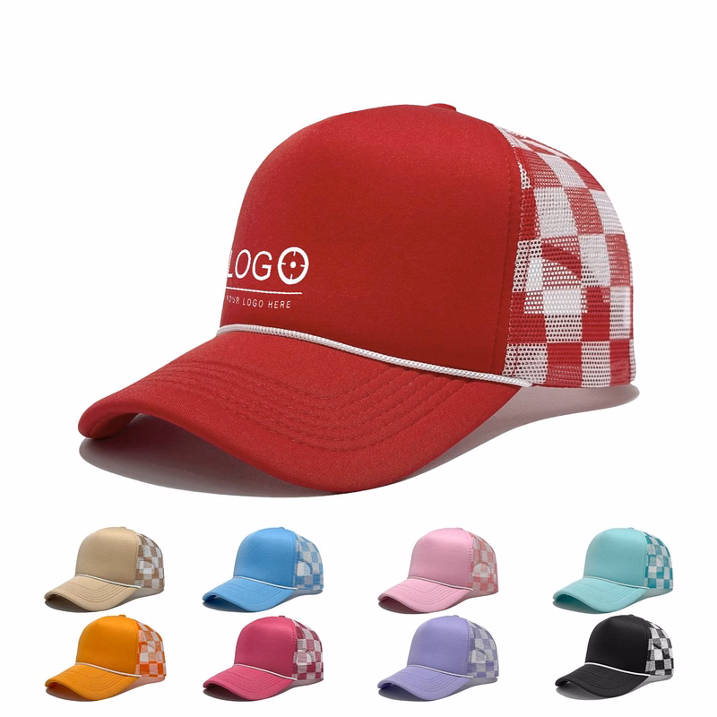 Checkered 5 Panel Mesh Trucker Cap