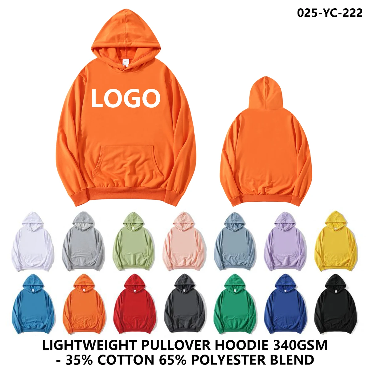 Personalized Logo Thin Cotton Blend Terry Hoodie, custom hoodie or sweatshirt with logo imprint 1