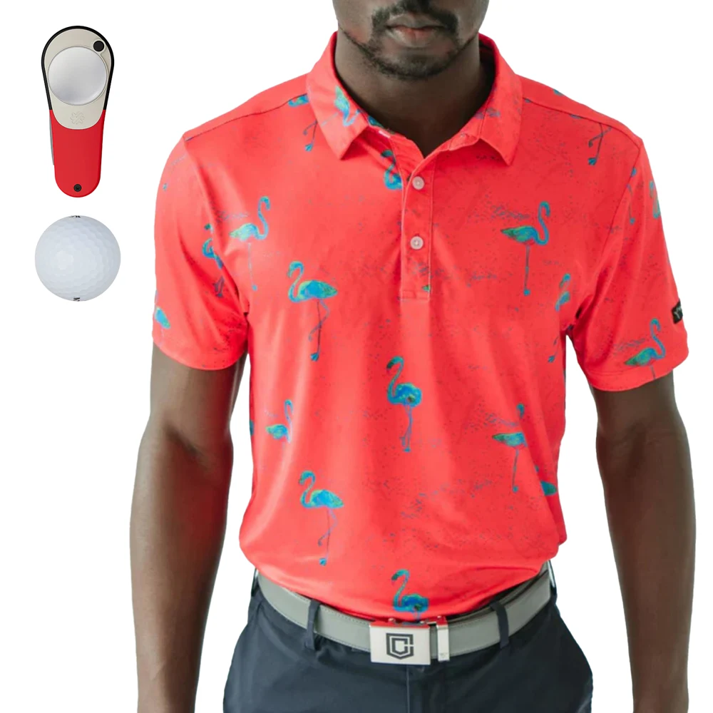 YATTA Golf® Flamingo Men's Polo Shirt, Srixon® Golf Balls & Pitchfix® Icon Divot Tool Gift Set 1