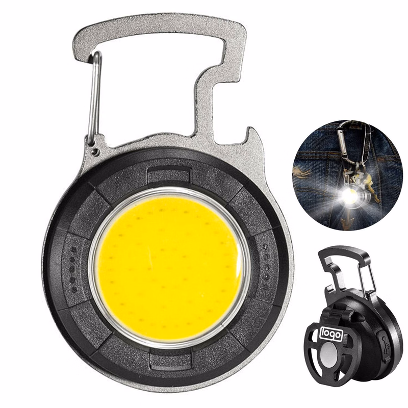 COB Rechargeable Keychain Flashlight with Bottle Opener
