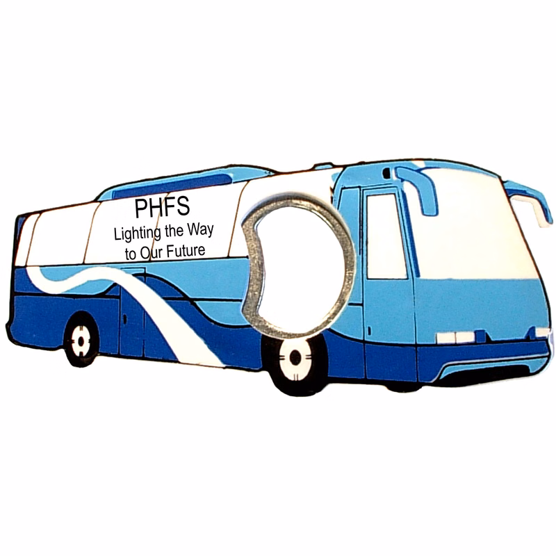Jumbo size bus shape magnetic bottle opener